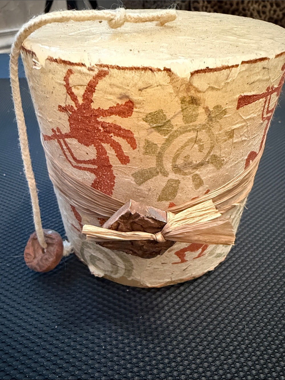 Vintage Handcrafted Beige & Terracotta Decorative Candle